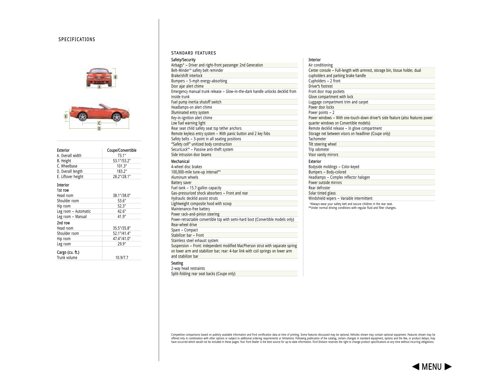 2003 Ford Mustang Brochure Page 2